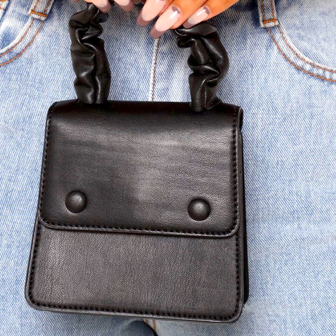 Black Leather Crossbody Purse. Completes A Dainty Look!
